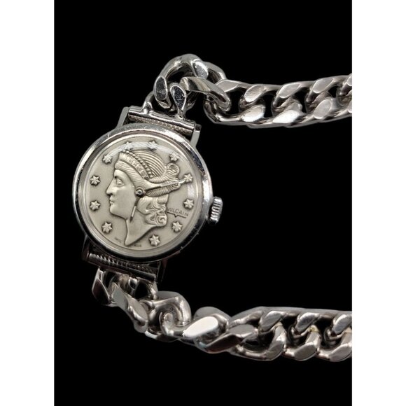 Vtg Vulcain Liberty Head Coin Watch 17 Jewels Swiss FEF 6670 Cal 24mm Kalbe Band - Picture 10 of 16